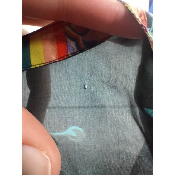 Johnny Was Size Small Multicolor Oversized Floral Silk Blouse Patchwork Boho - Picture 6 of 9